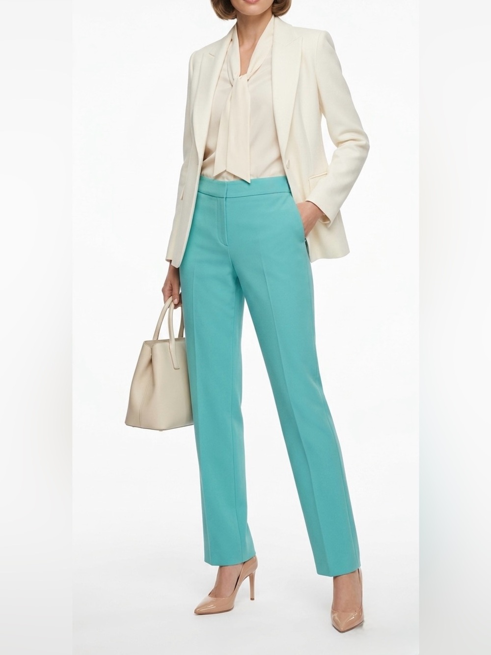 St. John Women Turquoise Straight Leg Pants